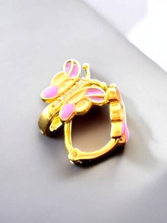 Taşlı Kelebek Model Altın Çocuk Küpe - 4