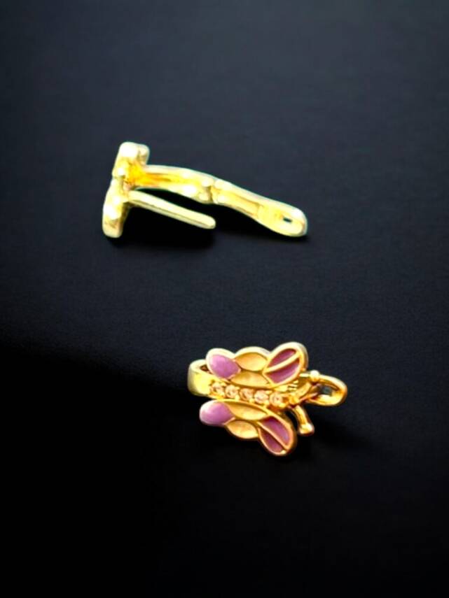 Taşlı Kelebek Model Altın Çocuk Küpe - 6