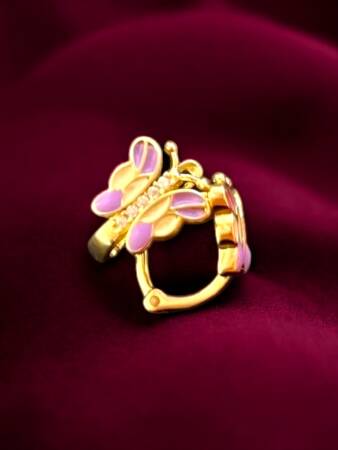 Taşlı Kelebek Model Altın Çocuk Küpe - 