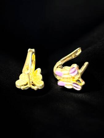 Taşlı Kelebek Model Altın Çocuk Küpe - 3