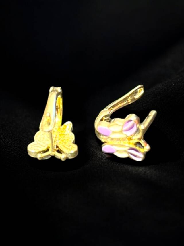 Taşlı Kelebek Model Altın Çocuk Küpe - 3