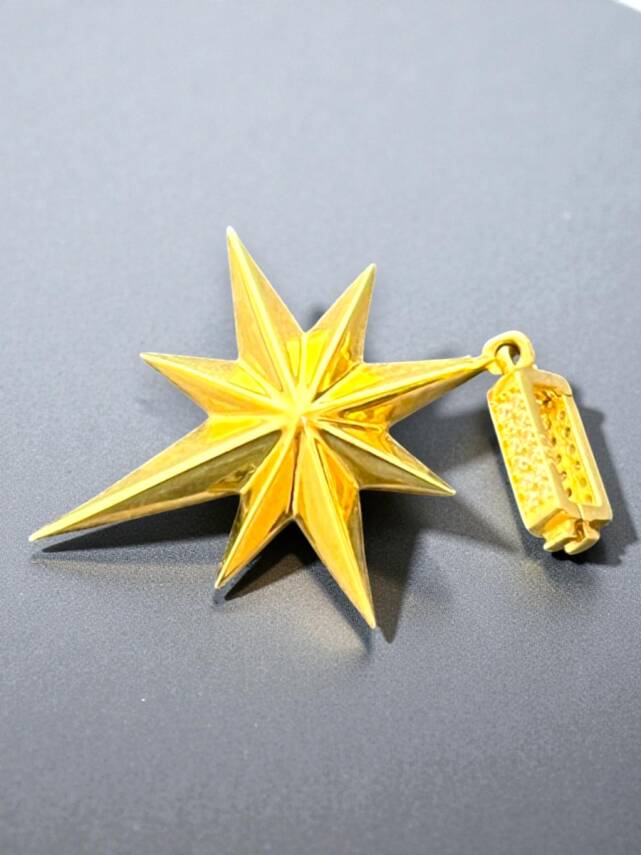 Taşlı Kuzey Yıldızı Altın Charm - 3