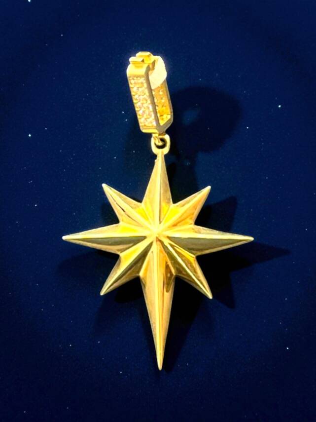 Taşlı Kuzey Yıldızı Altın Charm - 1