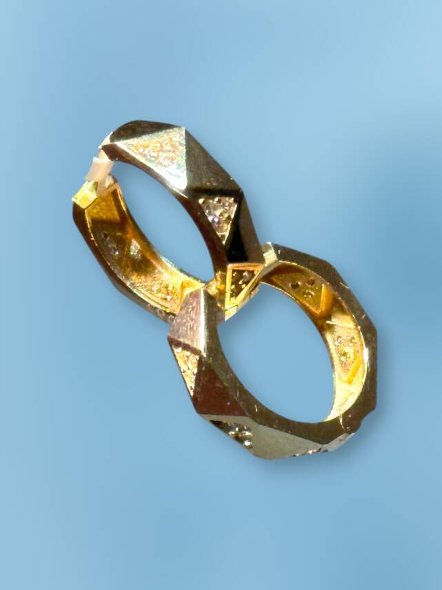 Taşlı Mini Halka Küpe - 2