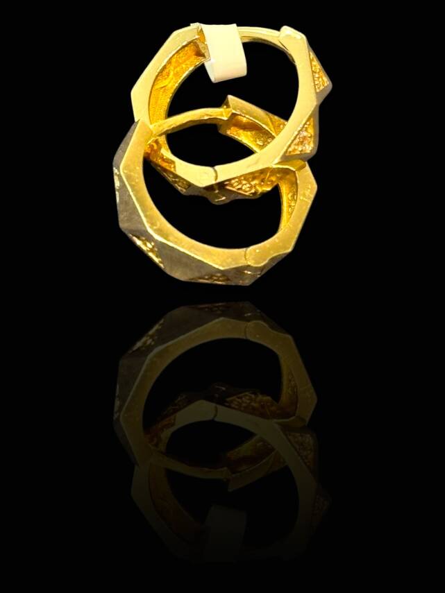 Taşlı Mini Halka Küpe - 1