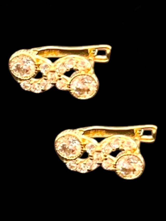 Taşlı Sonsuzluk Model Altın Çocuk Küpe - 2