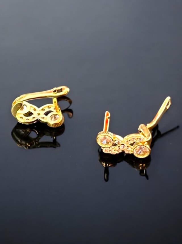 Taşlı Sonsuzluk Model Altın Çocuk Küpe - 4