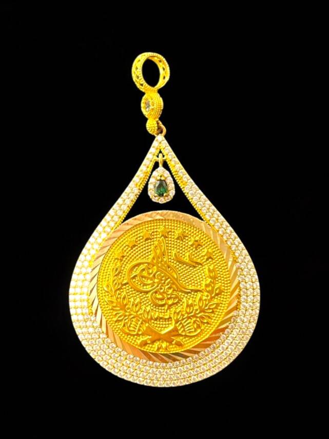 Taşlı Tuğra Altın Kolye Ucu - 2