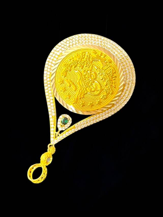 Taşlı Tuğra Altın Kolye Ucu - 4