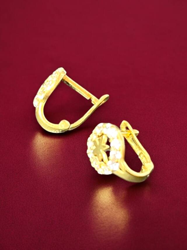 Taşlı Yusufçuk Model Altın Çocuk Küpe - 4