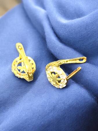 Taşlı Yusufçuk Model Altın Çocuk Küpe - 7