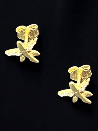 Taşlı Yusufçuk Model Altın Top Küpe - 6