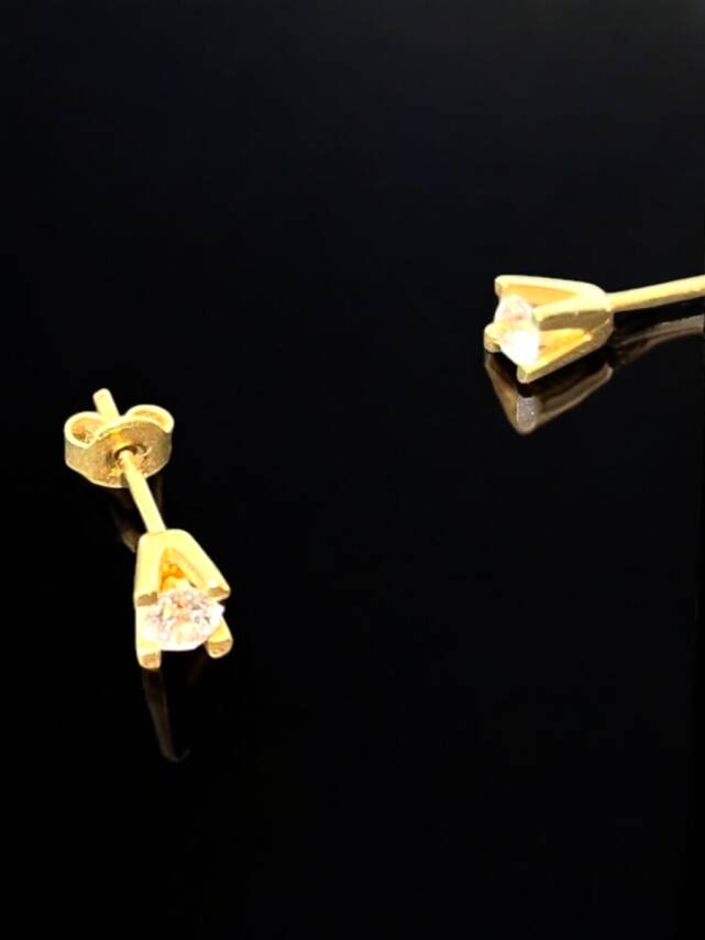 Tektaş Model Altın Top Küpe - 2