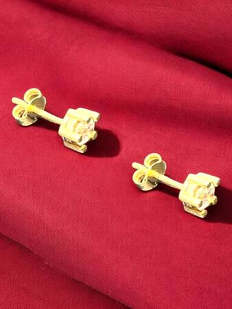 Tektaş Model Altın Top Küpe - 3