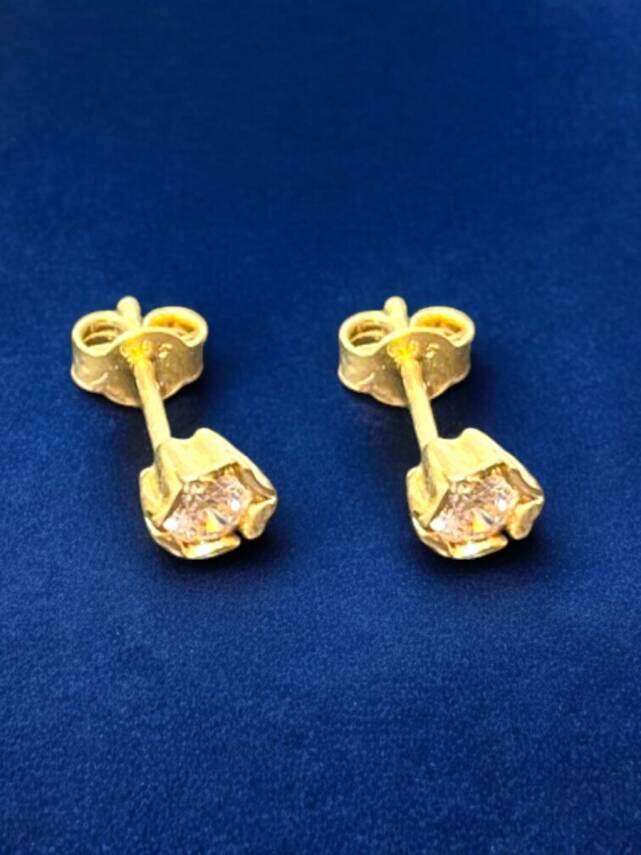 Tektaş Model Altın Top Küpe - 1