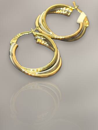 Üçlü Altın Halka Küpe - 2