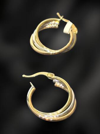 Üçlü Altın Halka Küpe - 