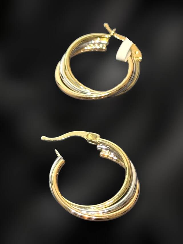 Üçlü Altın Halka Küpe - 1