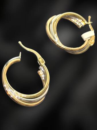 Üçlü Altın Halka Küpe - 3