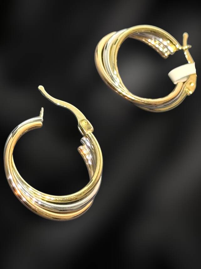 Üçlü Altın Halka Küpe - 3