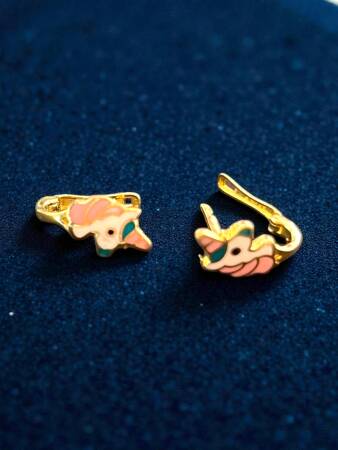 Unicorn Model Altın Çocuk Küpe - 