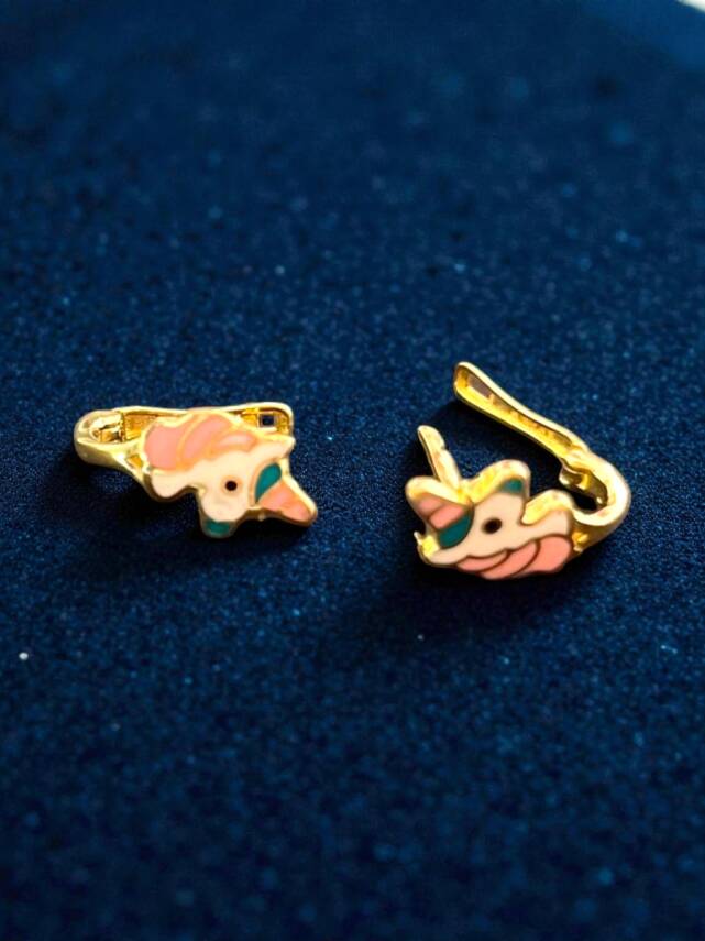 Unicorn Model Altın Çocuk Küpe - 1