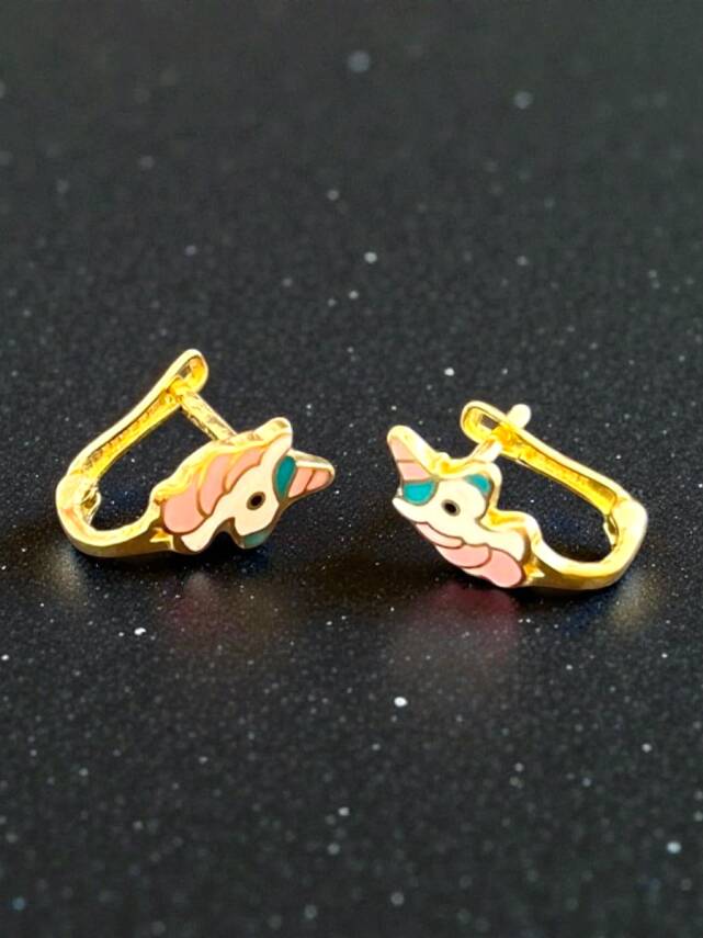 Unicorn Model Altın Çocuk Küpe - 4