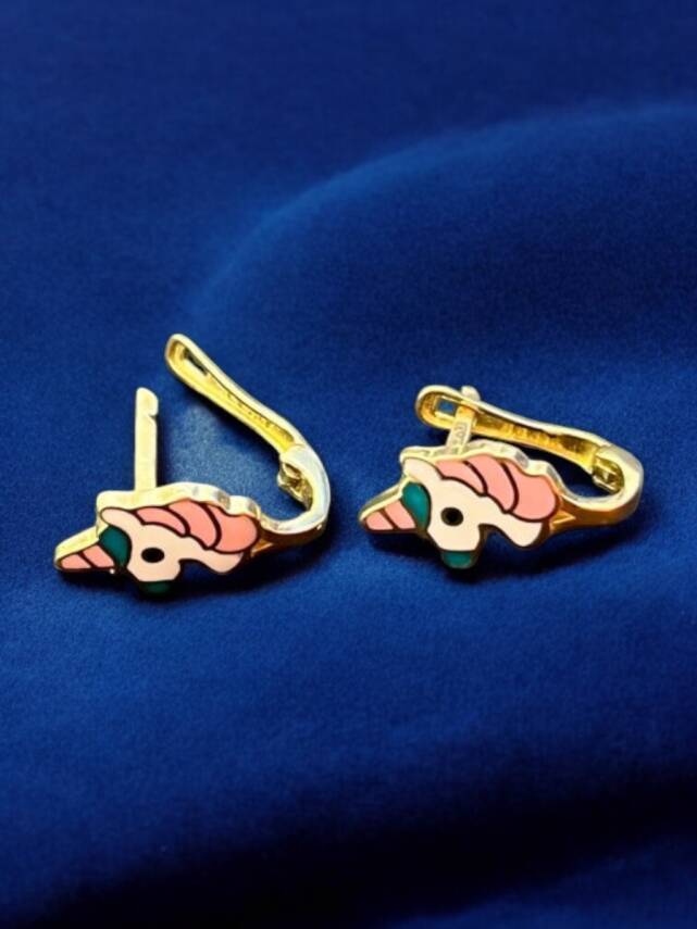 Unicorn Model Altın Çocuk Küpe - 7