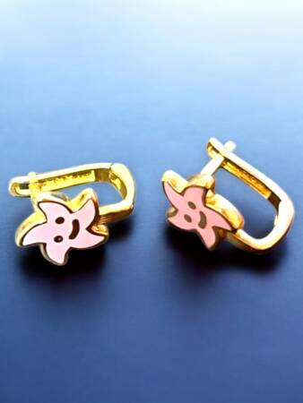 Gülen Yıldız Model Altın Çocuk Küpe - 7