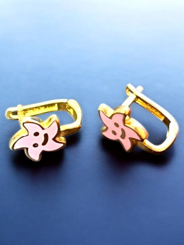 Gülen Yıldız Model Altın Çocuk Küpe - 7