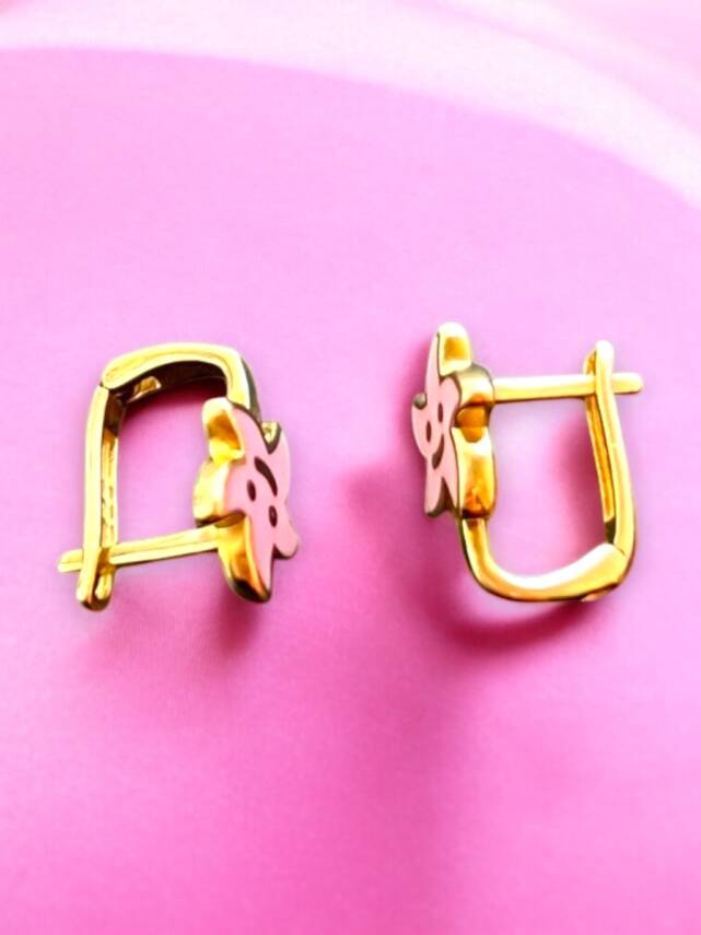 Gülen Yıldız Model Altın Çocuk Küpe - 5